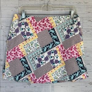 Lady Hagen floral Coquette‎ Patchwork A-Line golf Skirt cottagecore skort sz 8 8
